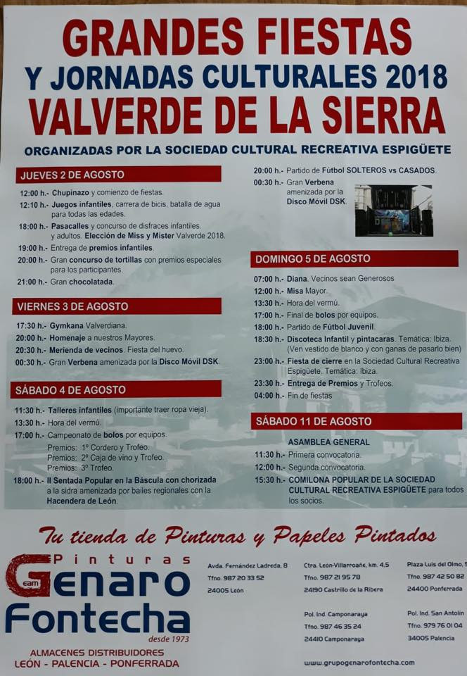 Valverde de la sierra fiestas 2018