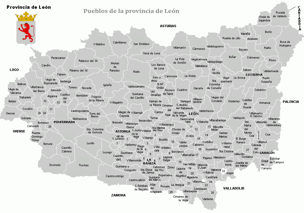 Mapa leon pueblos