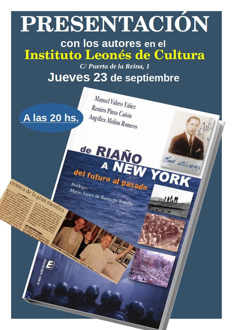 Cartel presentación libro Riaño Instituto Leonés