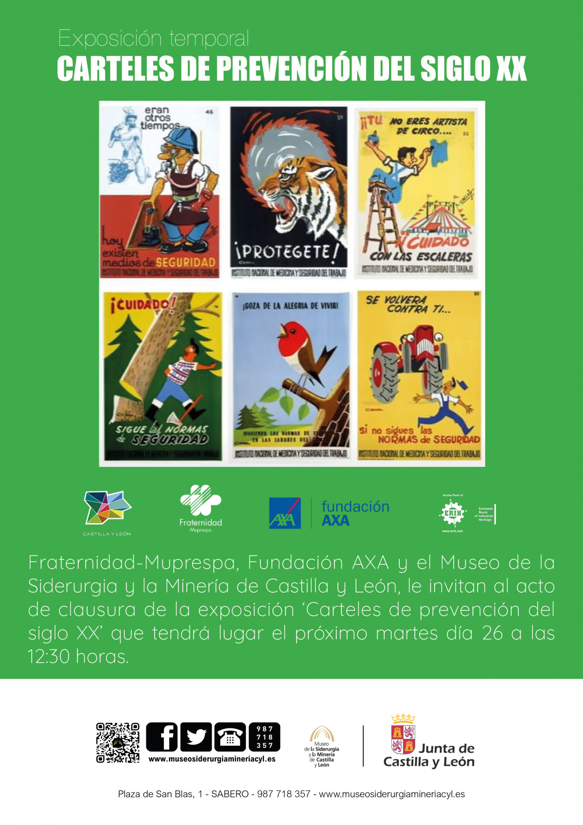 Invitación acto de clausura de la exposición de carteles de prevención