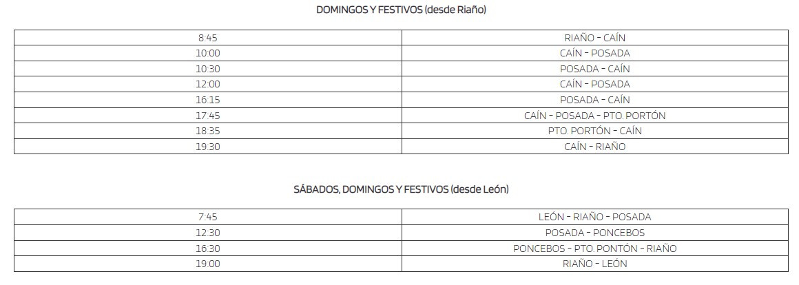 Horarios alsa ruta del cares 2