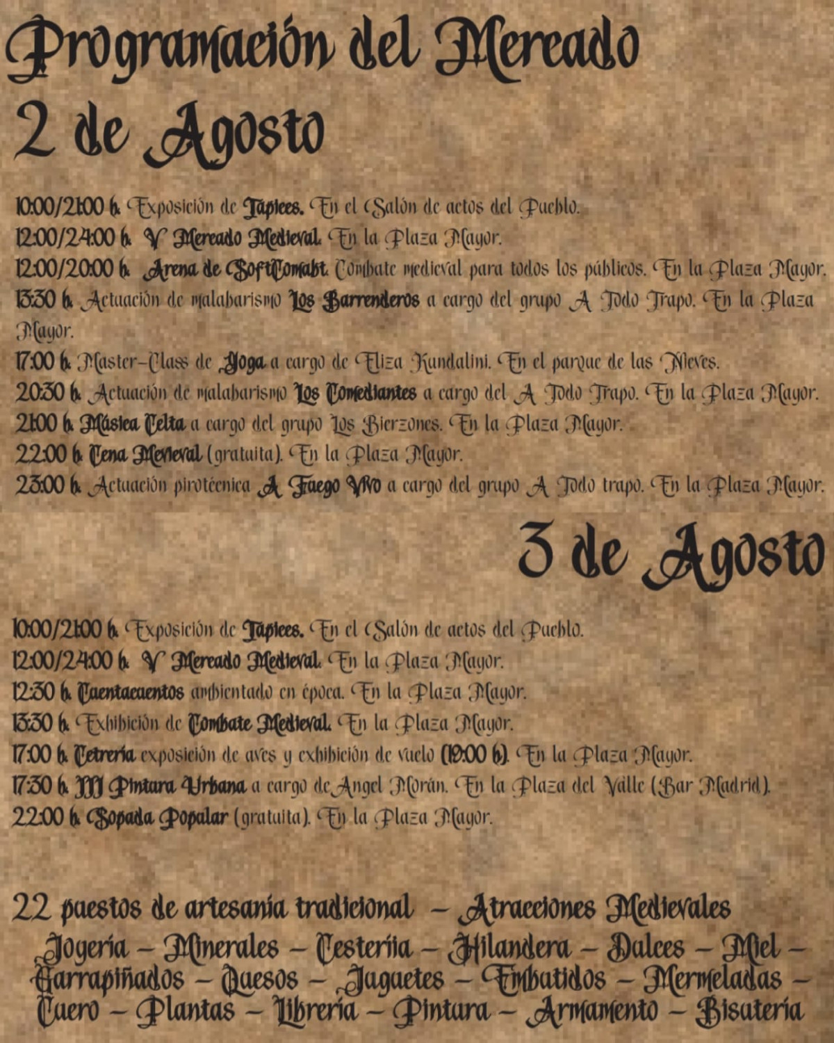 Programa mercado medieval puebla de lillo