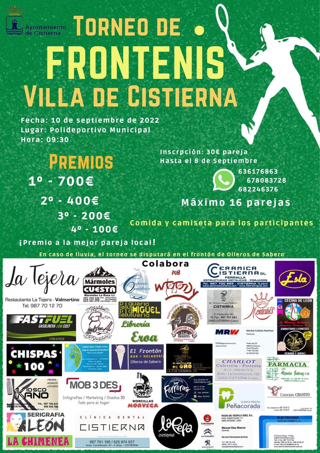 Cartel torneo frontenis villa de cistierna
