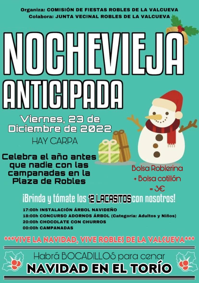 Cartel nochevieja anticipada robles