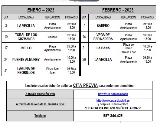 Fechas intervencion de armas 