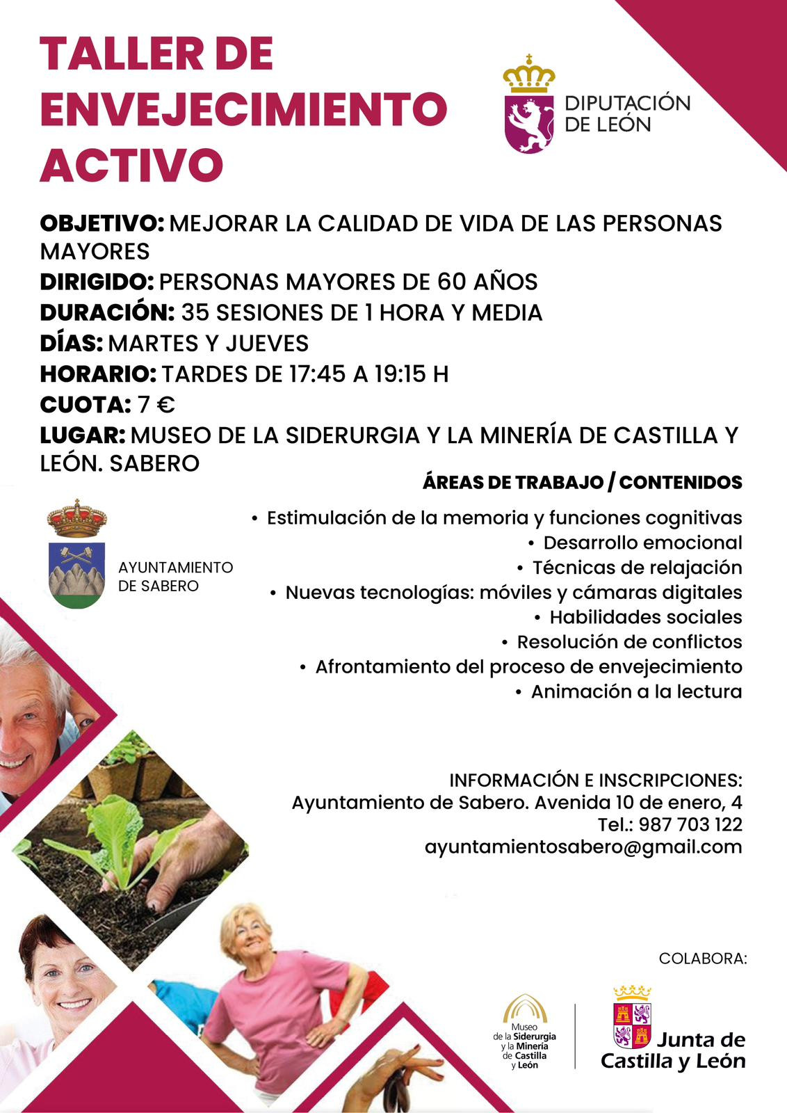 Cartel taller envejecimiento activo