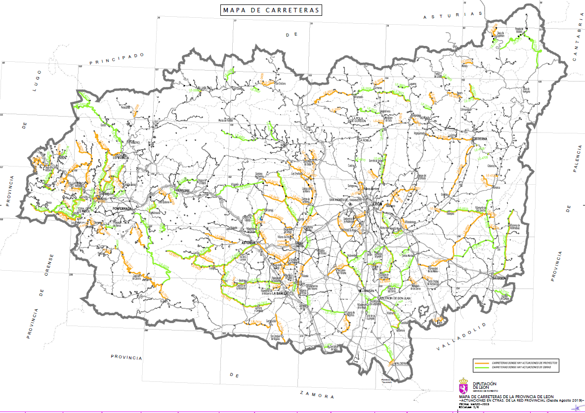 Mapa carreteras provinciales  leon