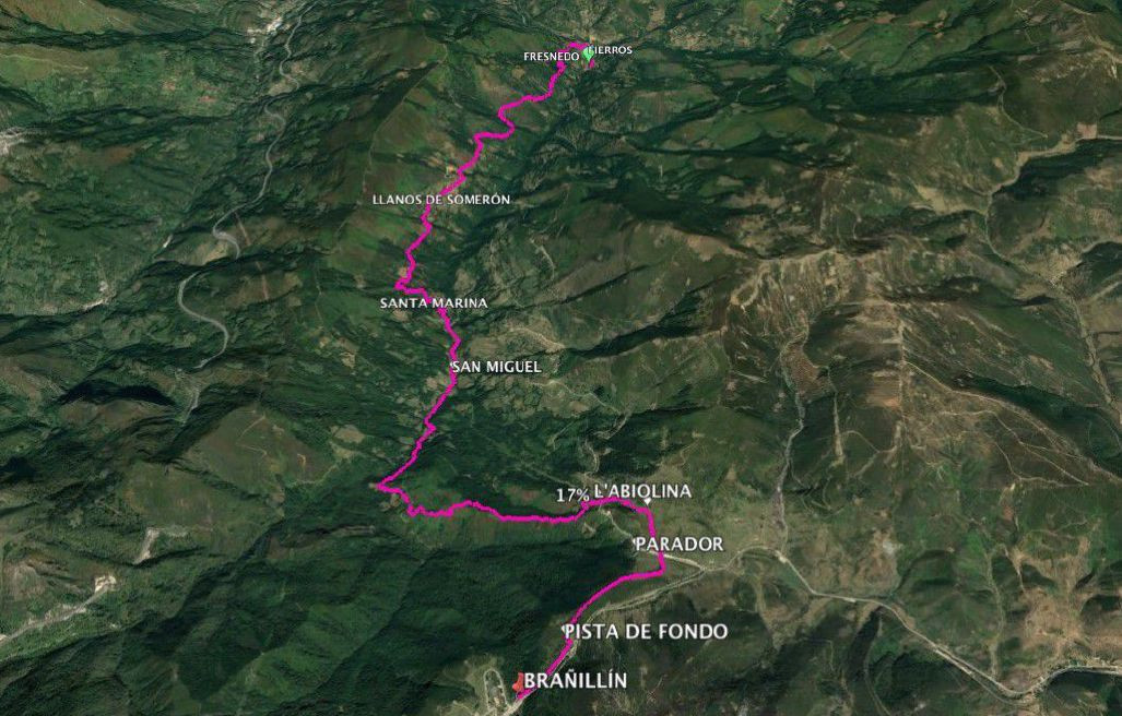 Traza de marcha de aproximación Fierros Brañillín