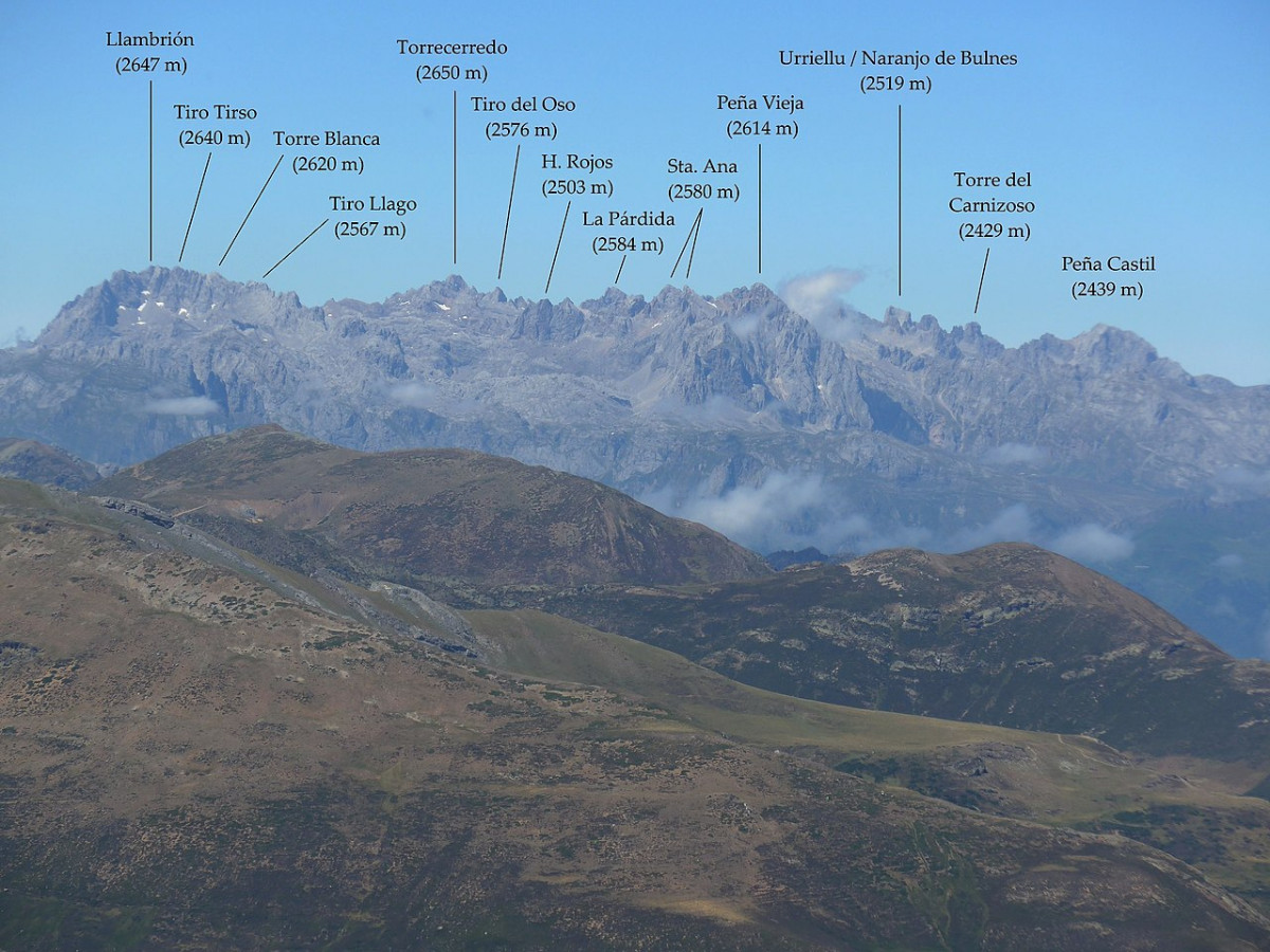 Macizo central Picos de Europa desde Curavacas wikiepdia