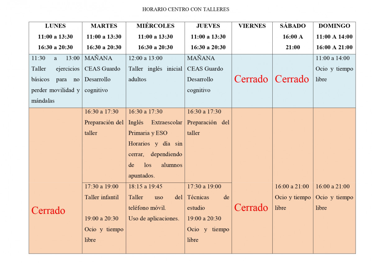 Horarios casa de la juventud velilla