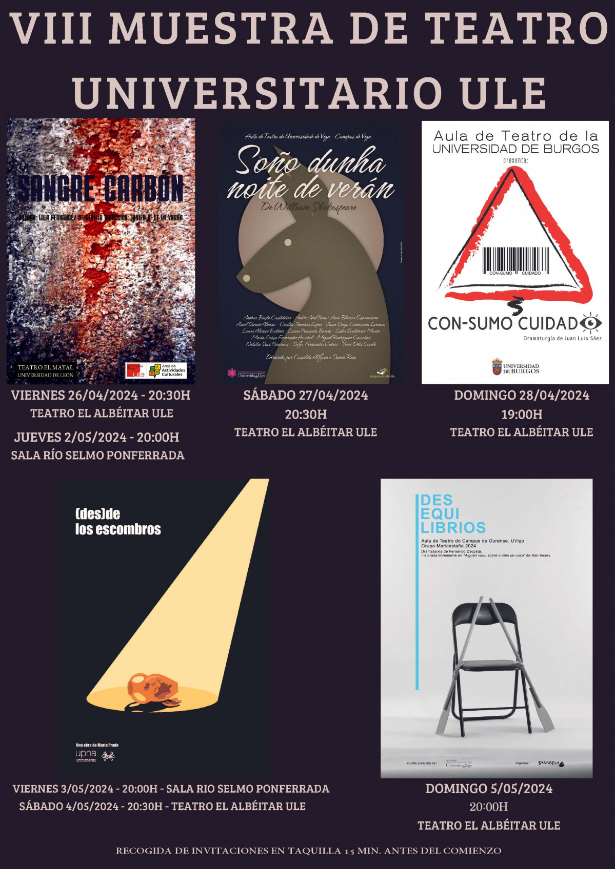 Cartel VIII Muestra Teatro Universitario ULE