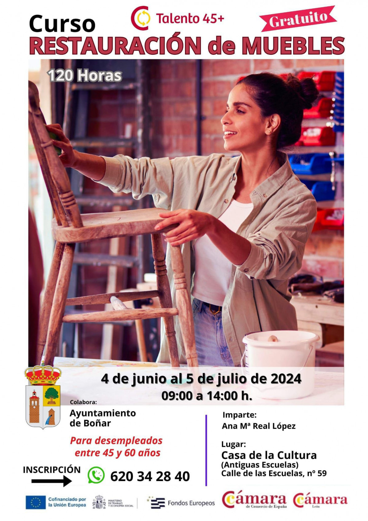 Cartel curso restauracion muebles