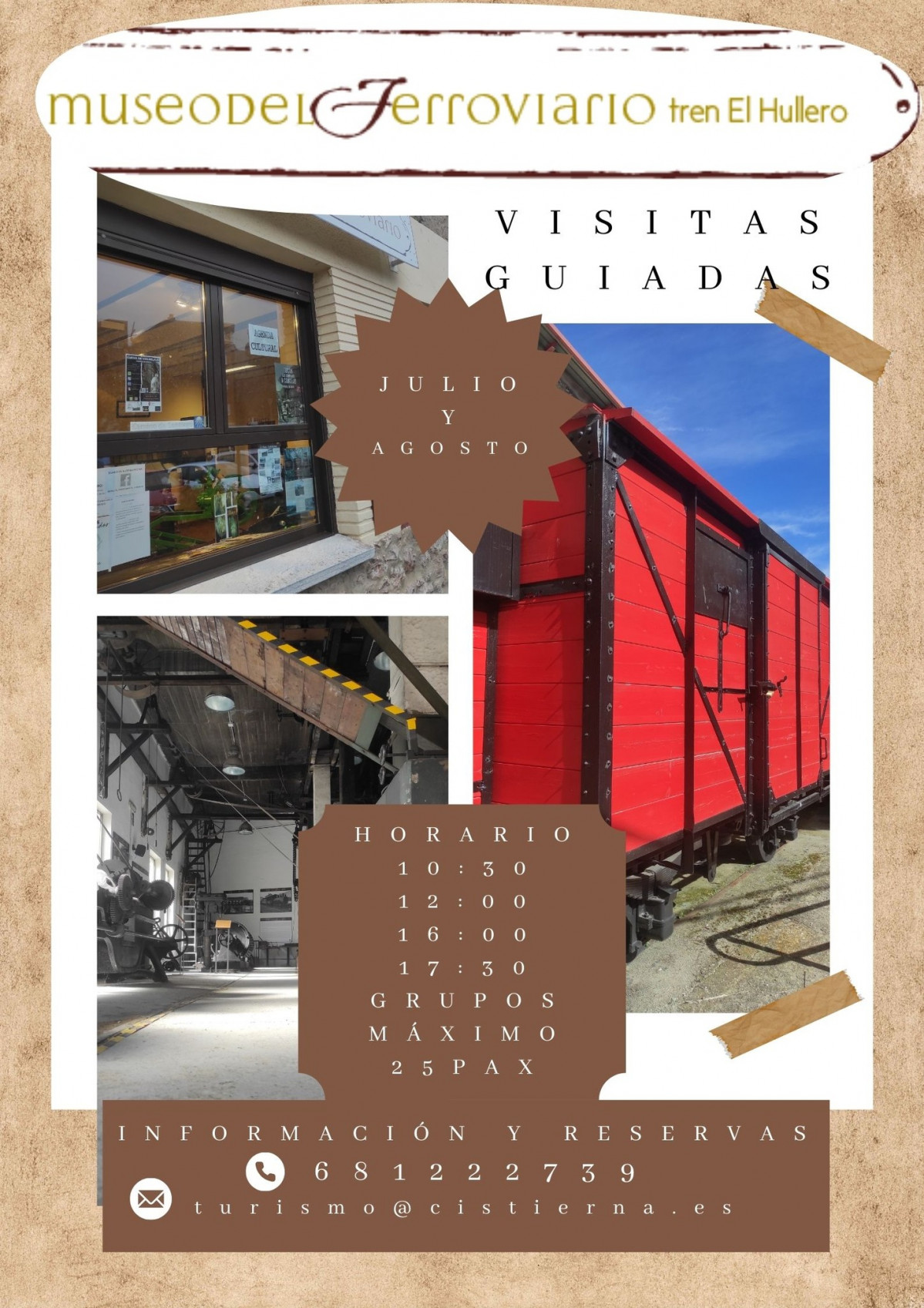 Cartel visitas museo ferroviario