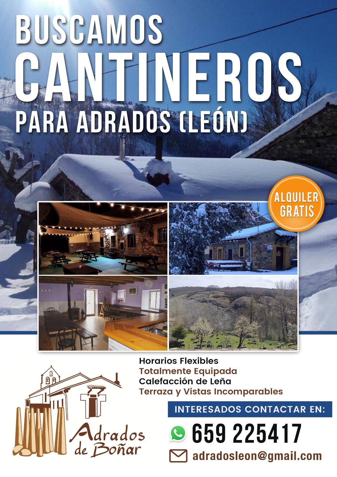 Cartel alquiler cantina adrados