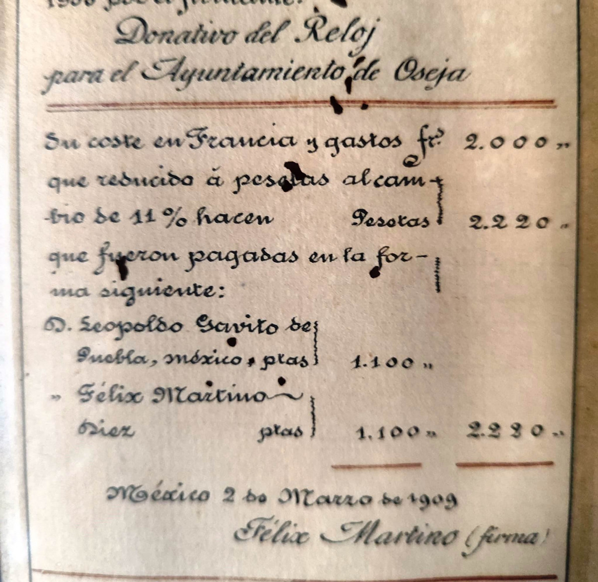 Donativo torre reloj oseja de sajambre