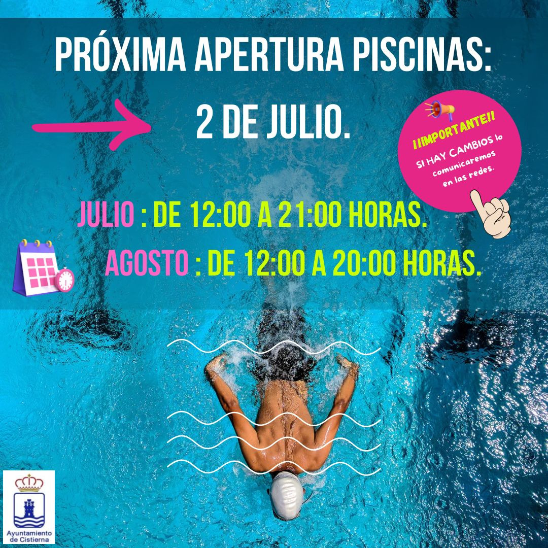 Cartel apertura de piscinas
