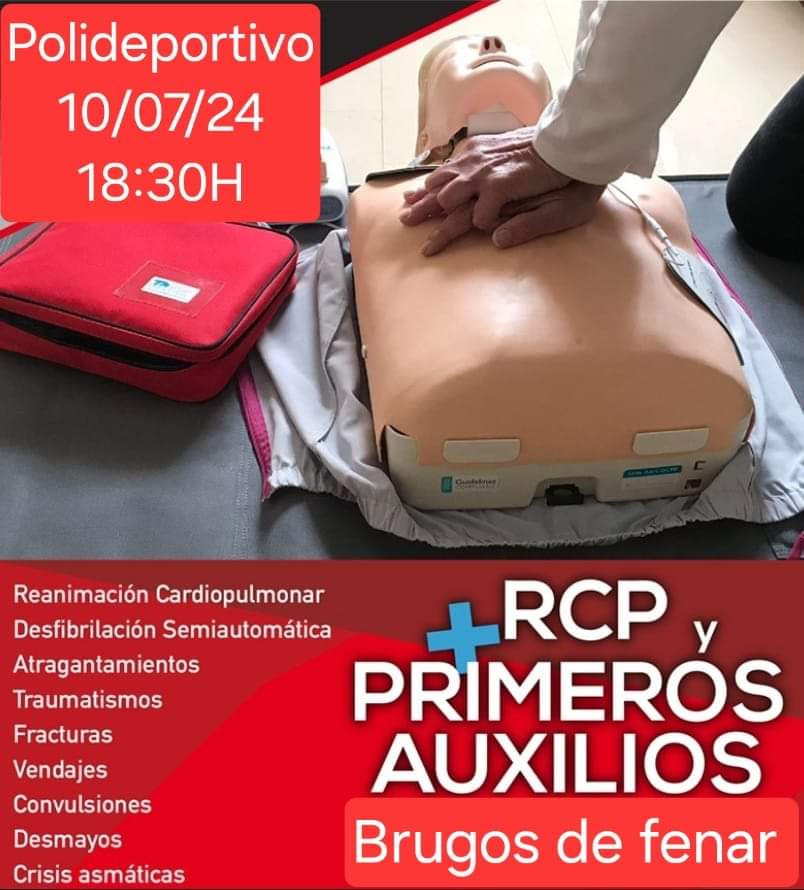 Cartel charla primeros auxilios brugos