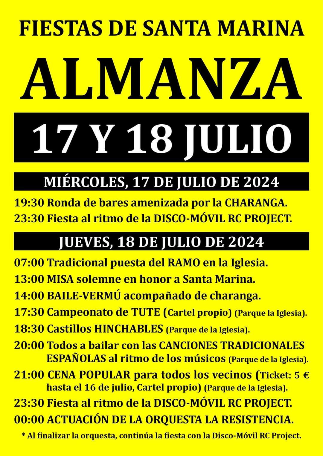 Cartel fiestas de santa marina almanza