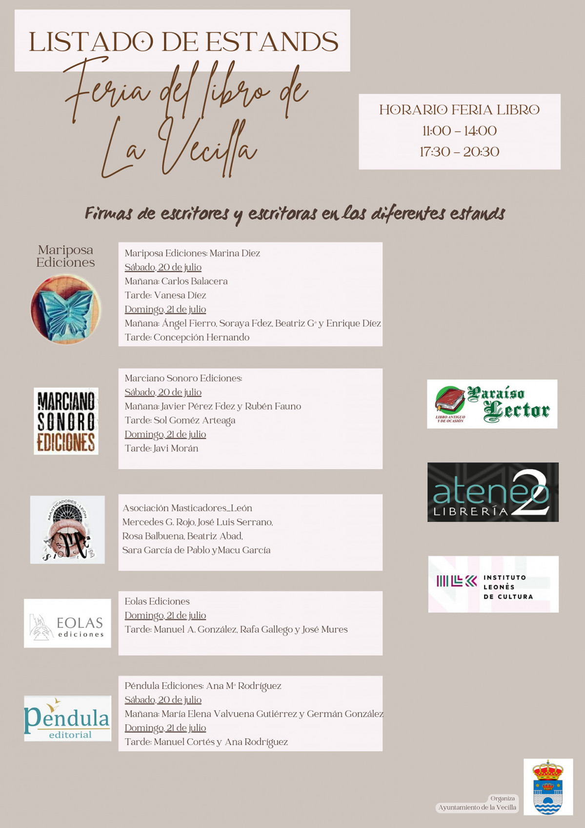 Cartel expositores feria del libro la vecilla