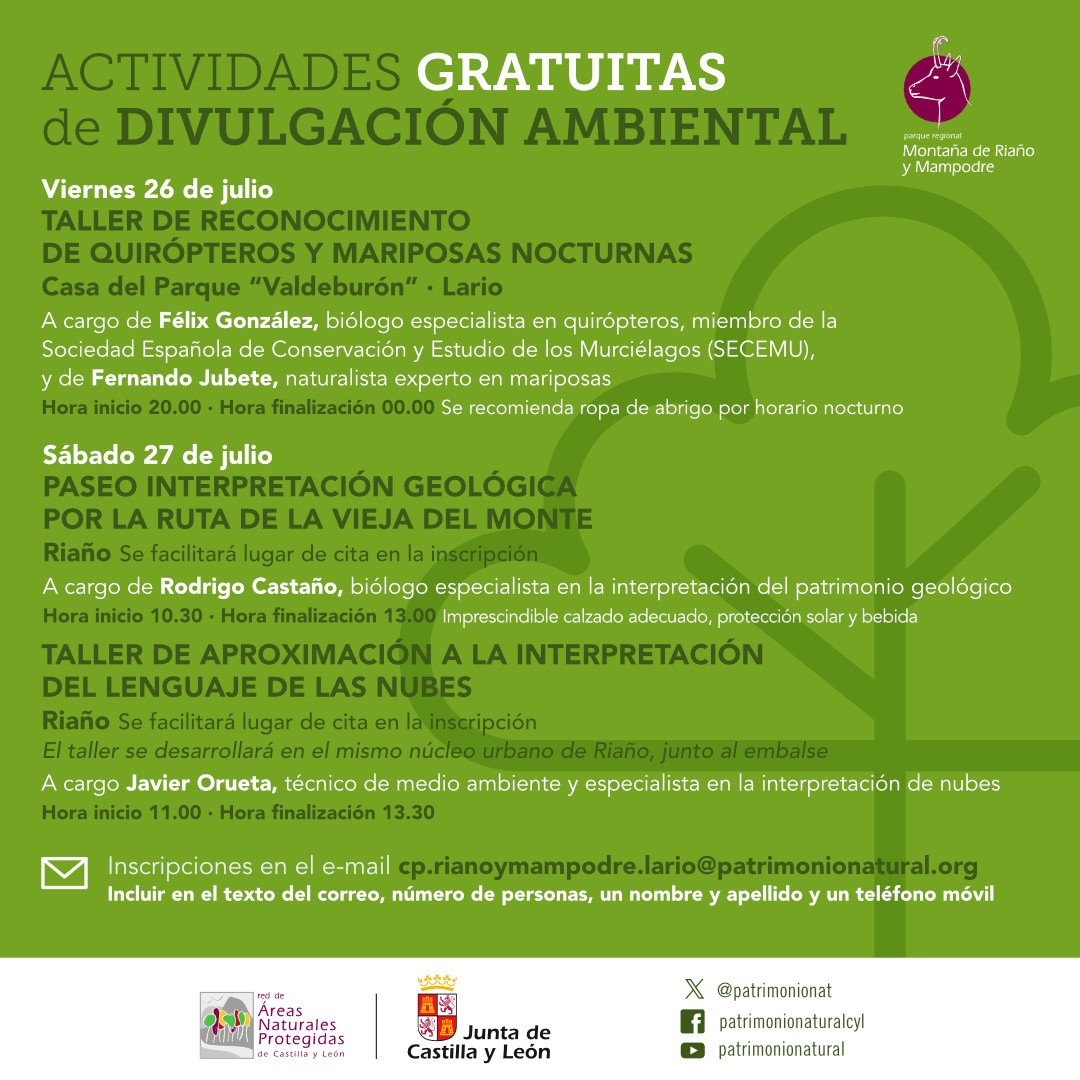 Cartel actividades casa del parque valdeburon