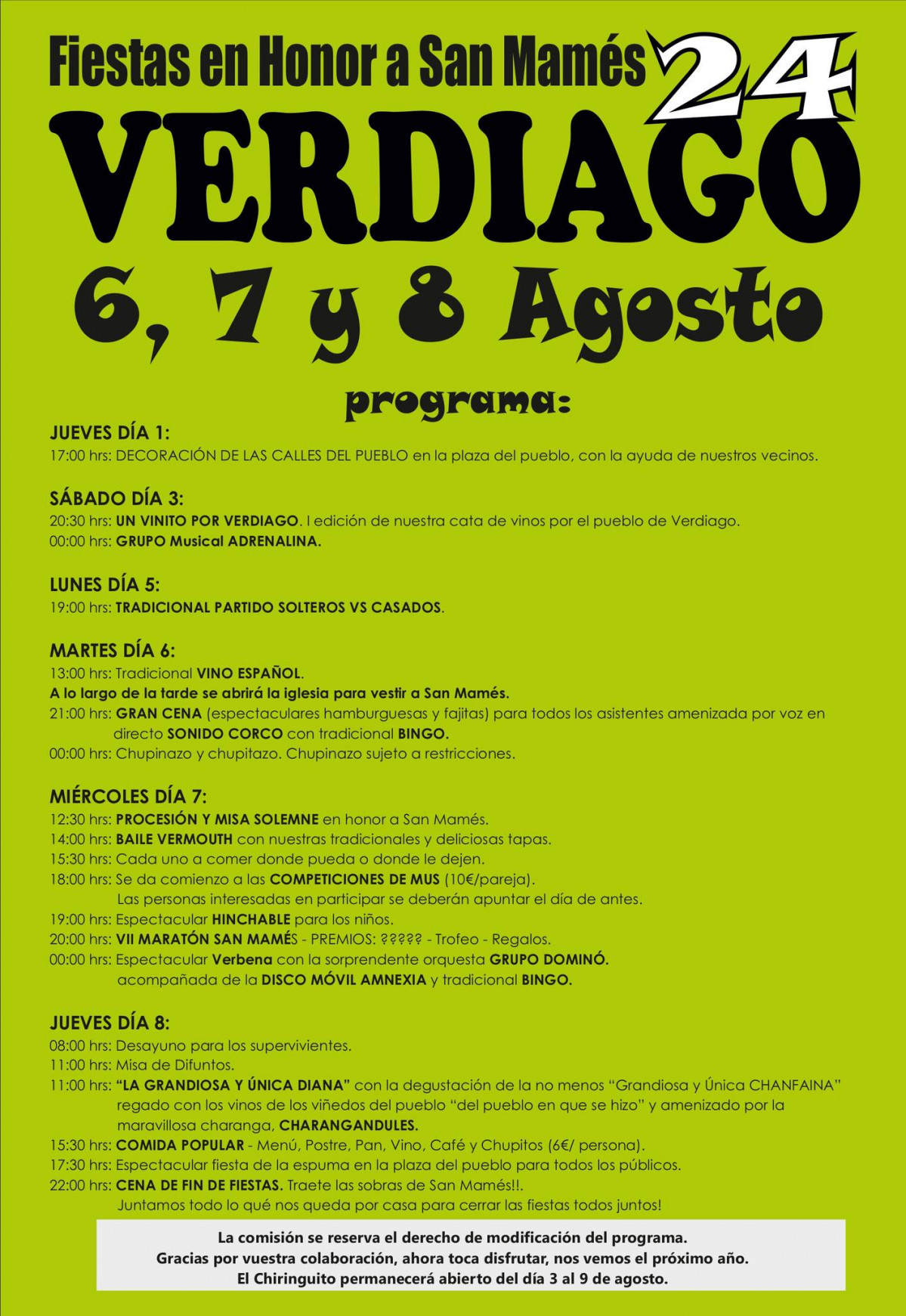 Programa fiestas verdiago 2024