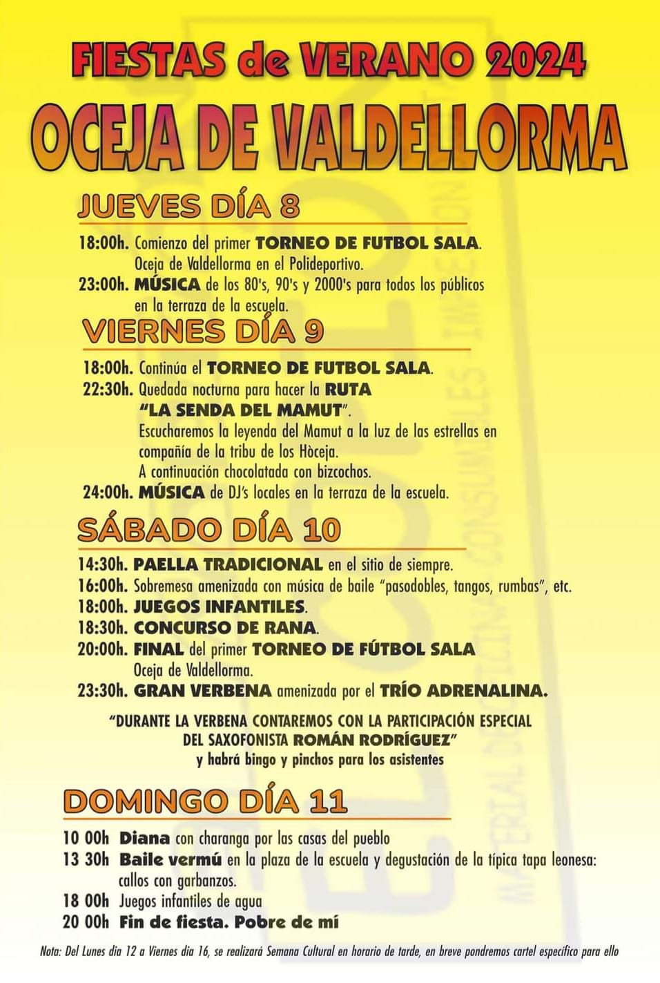 Programa fiestas oceja 2024