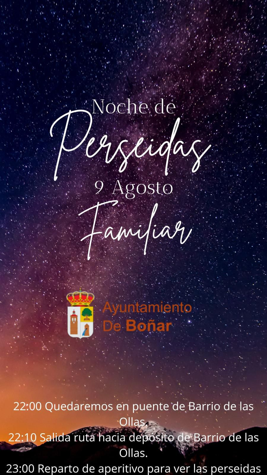 Cartel noche perseidas bou00f1ar