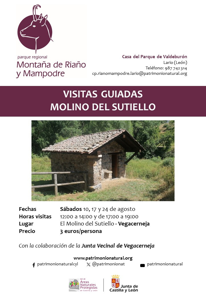 Cartel visitas guiadas molino vegacerneja