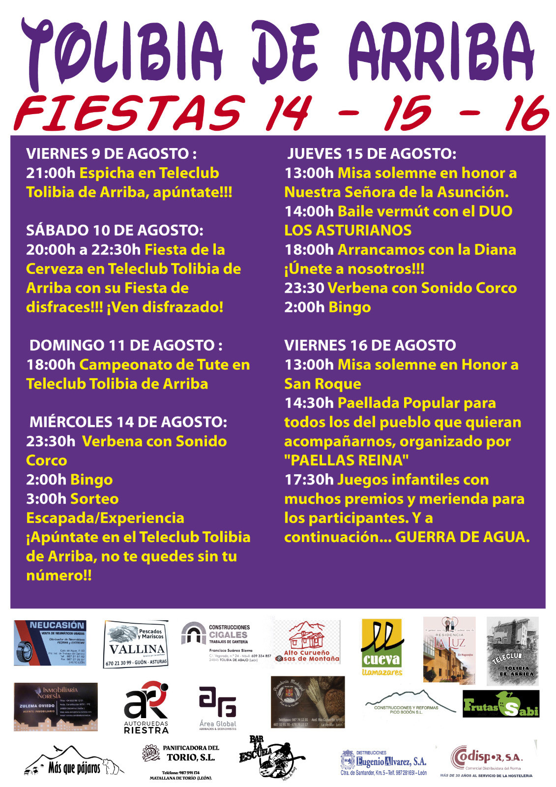 Programa fiestas tolibia de arriba 2024