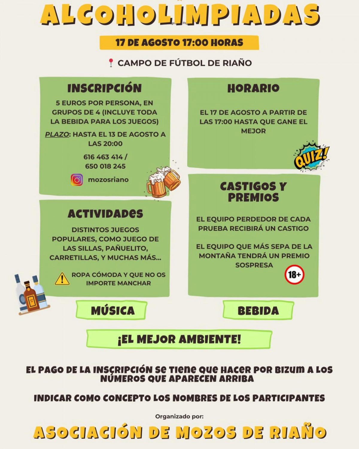 Cartel alcoholimpiadas riau00f1o fiestas 2024