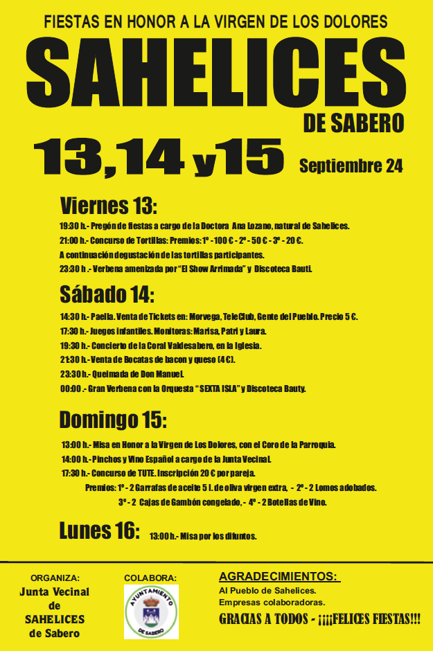 Programa fiestas sahelices de sabero 2024