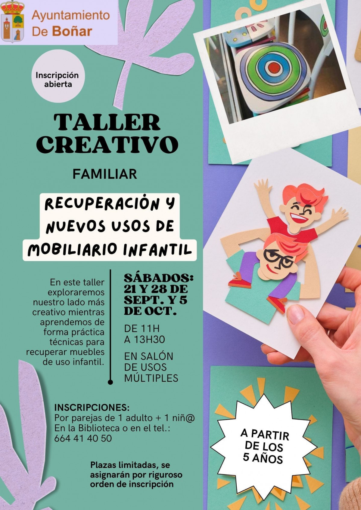 Cartel taller creativo familiar
