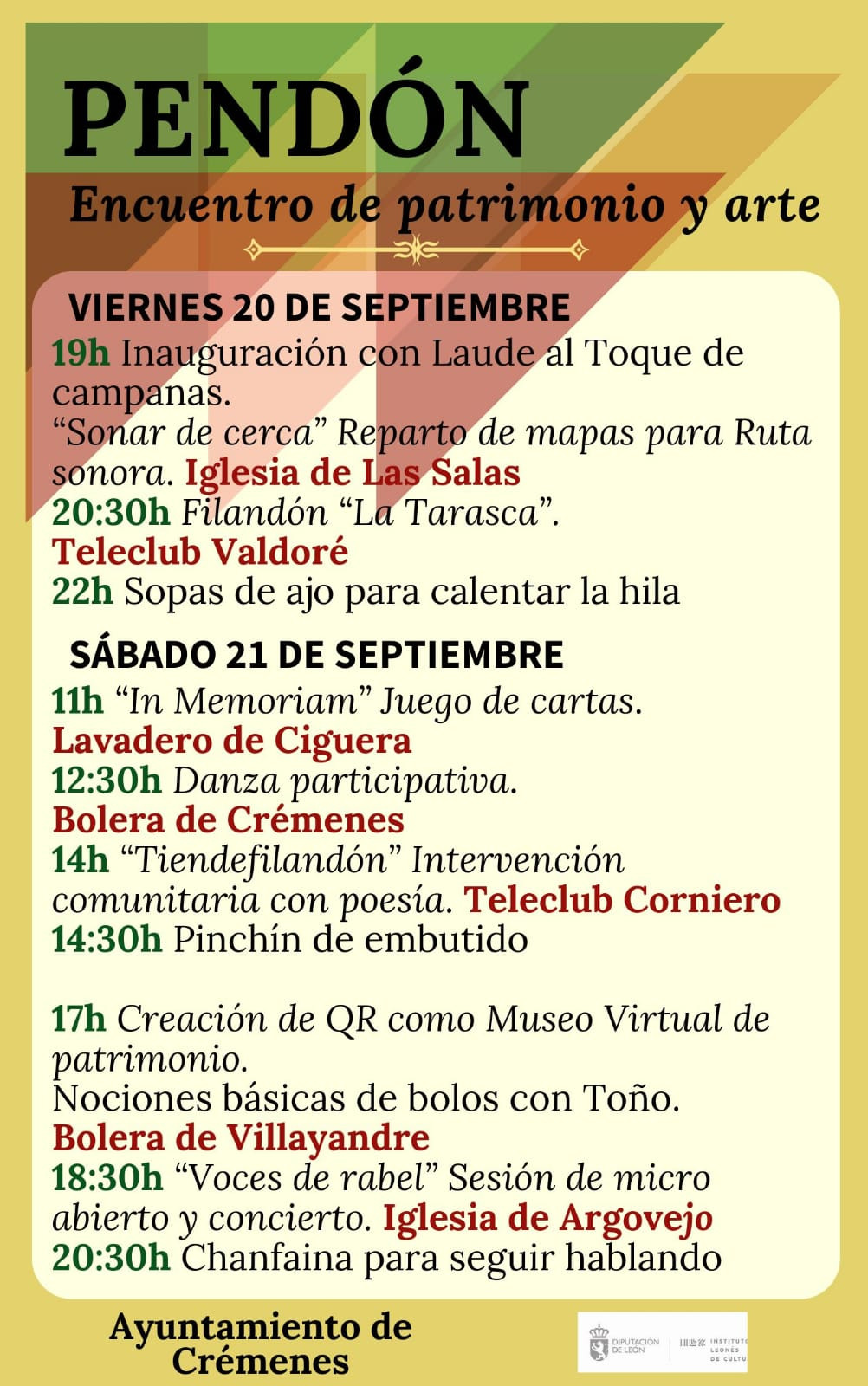 Programa pendon encuentro de patrimonio y arte 2024 cremenes