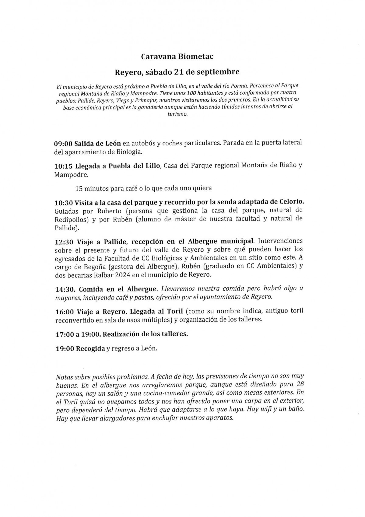 Programa caravana biometac reyero