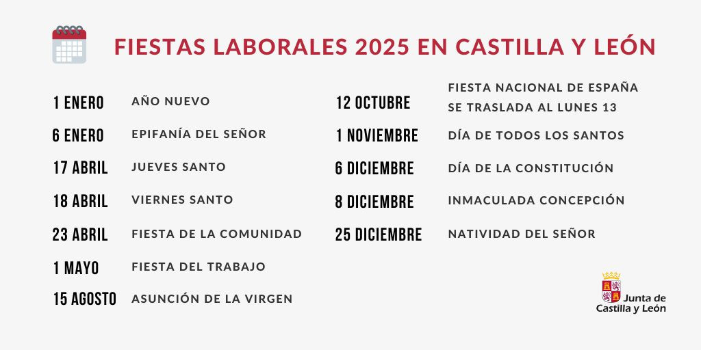 Calendario fiestas laborales 2025 cyl