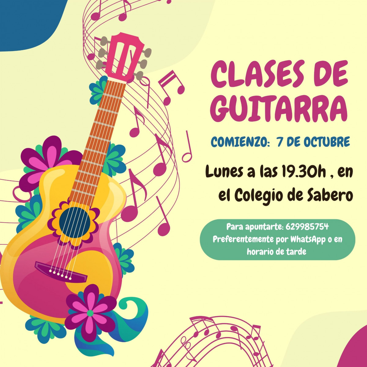 Cartel clases de guitarra