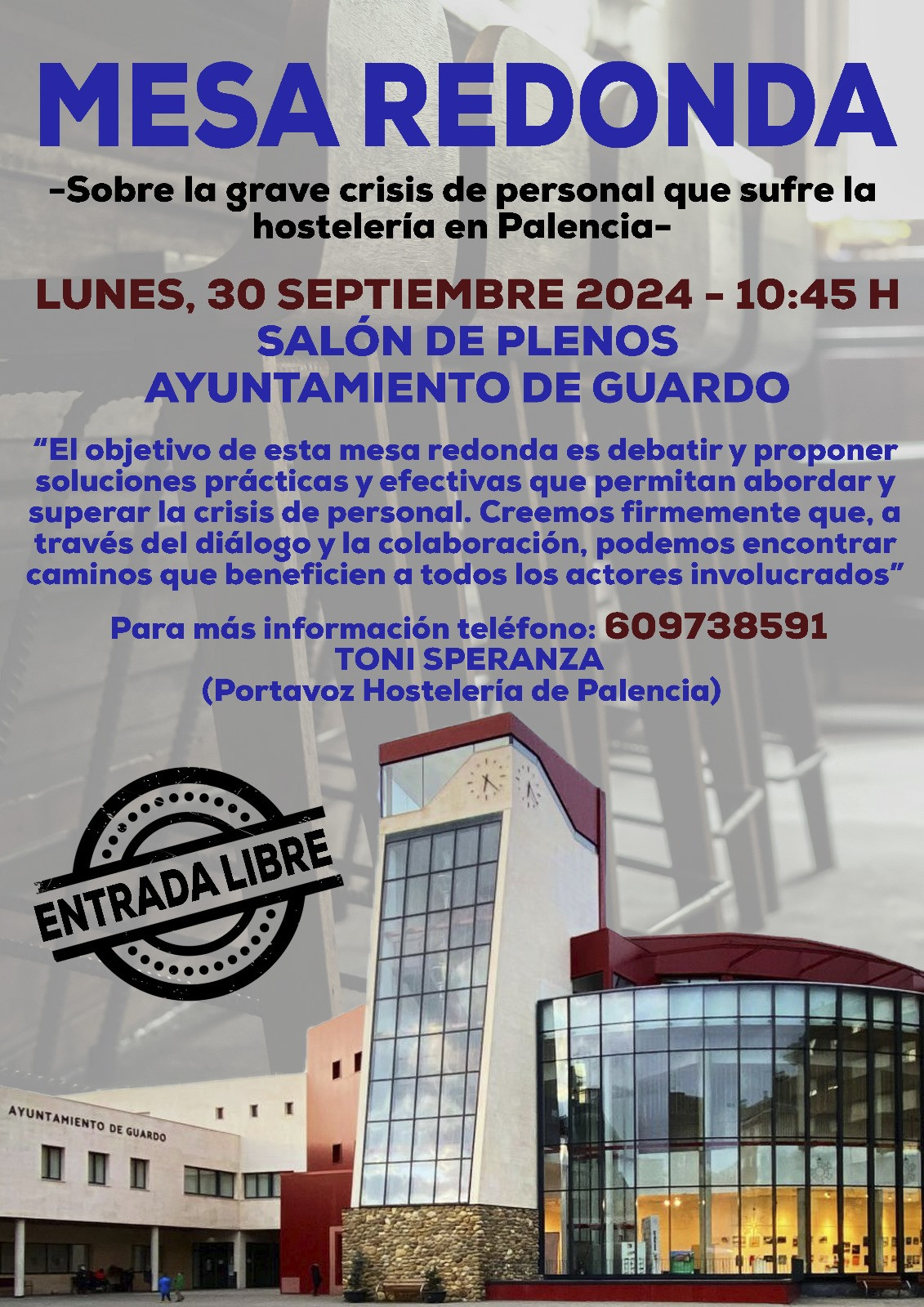 Cartel mesa redonda hosteleria palencia