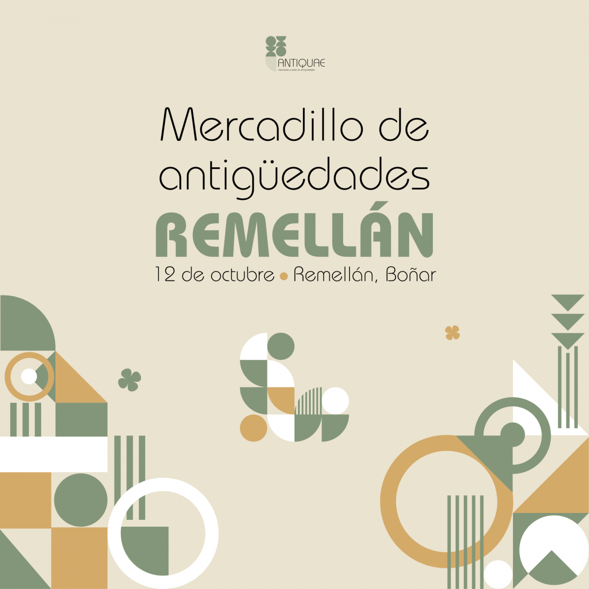 Cartel mercadillo de antigu00fcedades remellan
