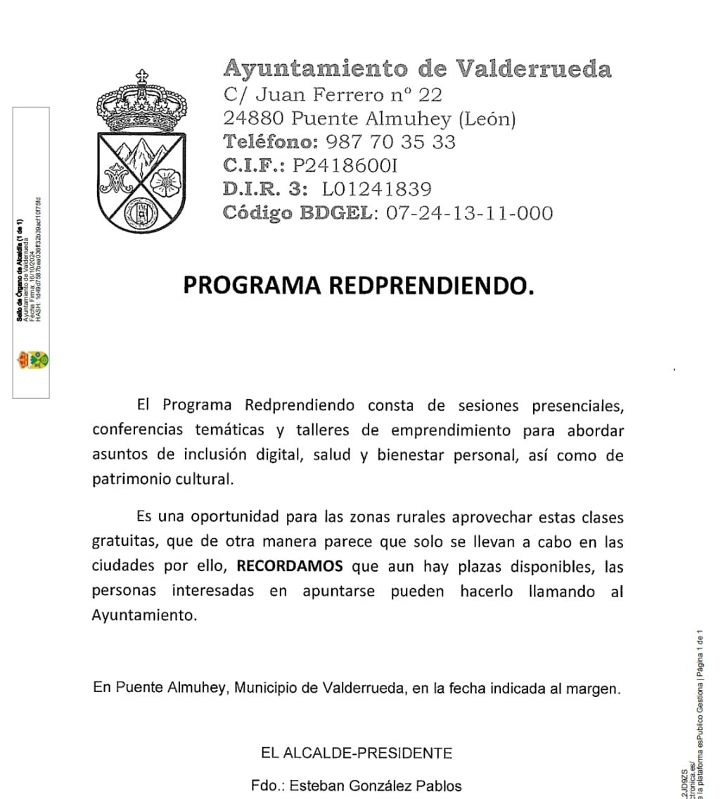 Programa redprendiendo valderrueda