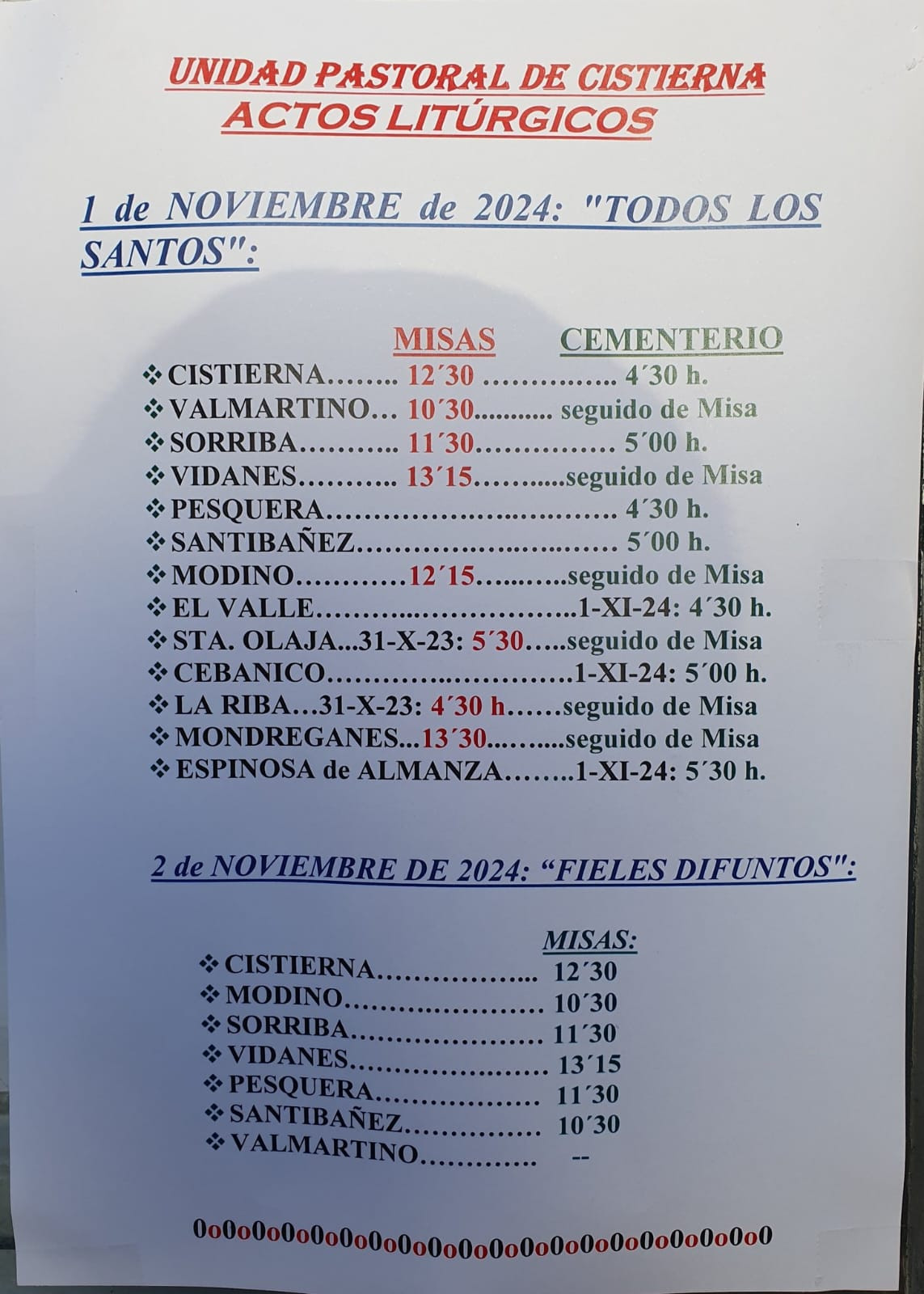 Los santos 2024 cistierna cebanico