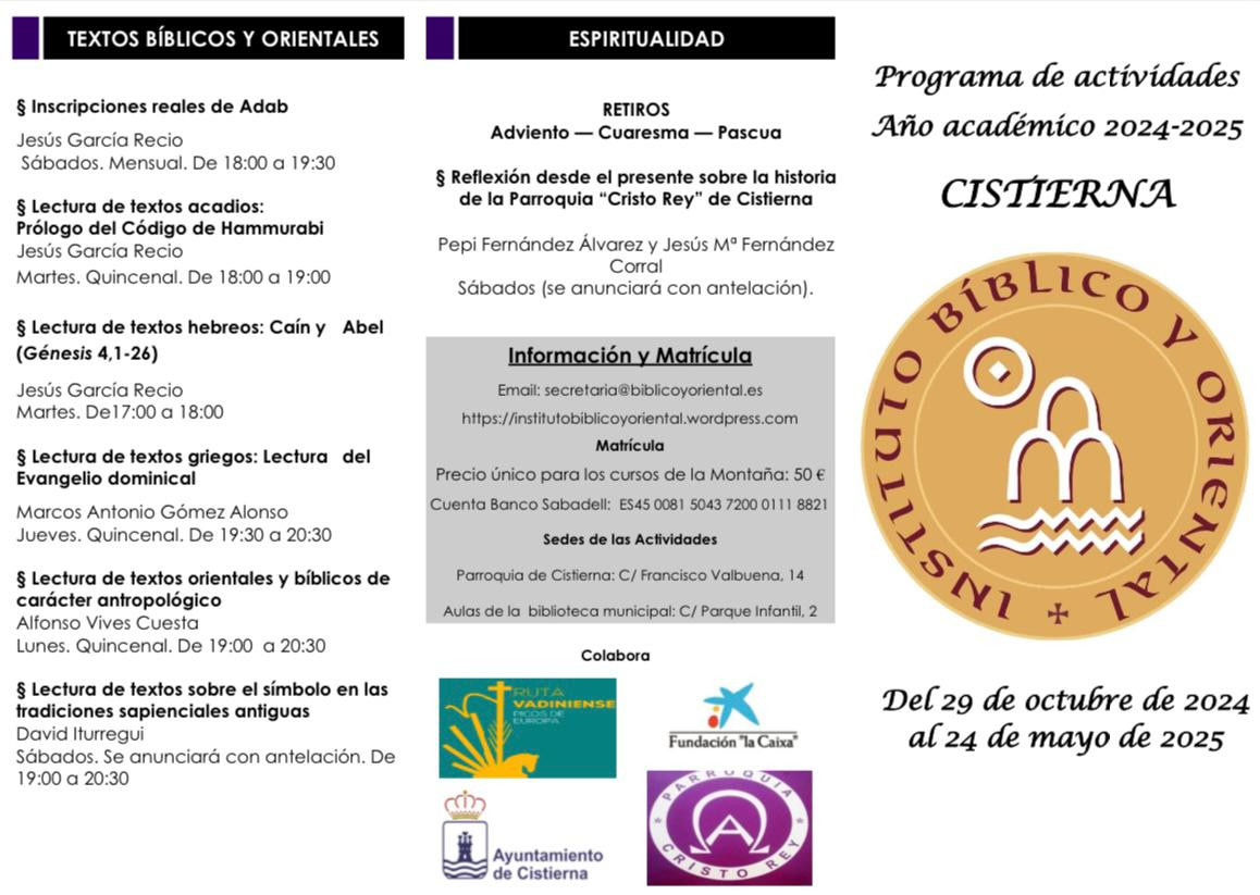 Programa 2024 2025 instituto biblico oriental