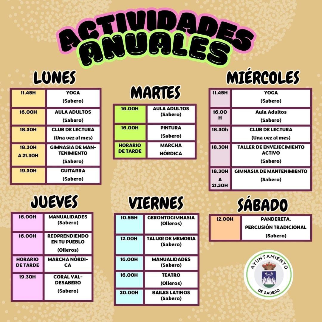 Cartel actividades 2024 2025 sabero