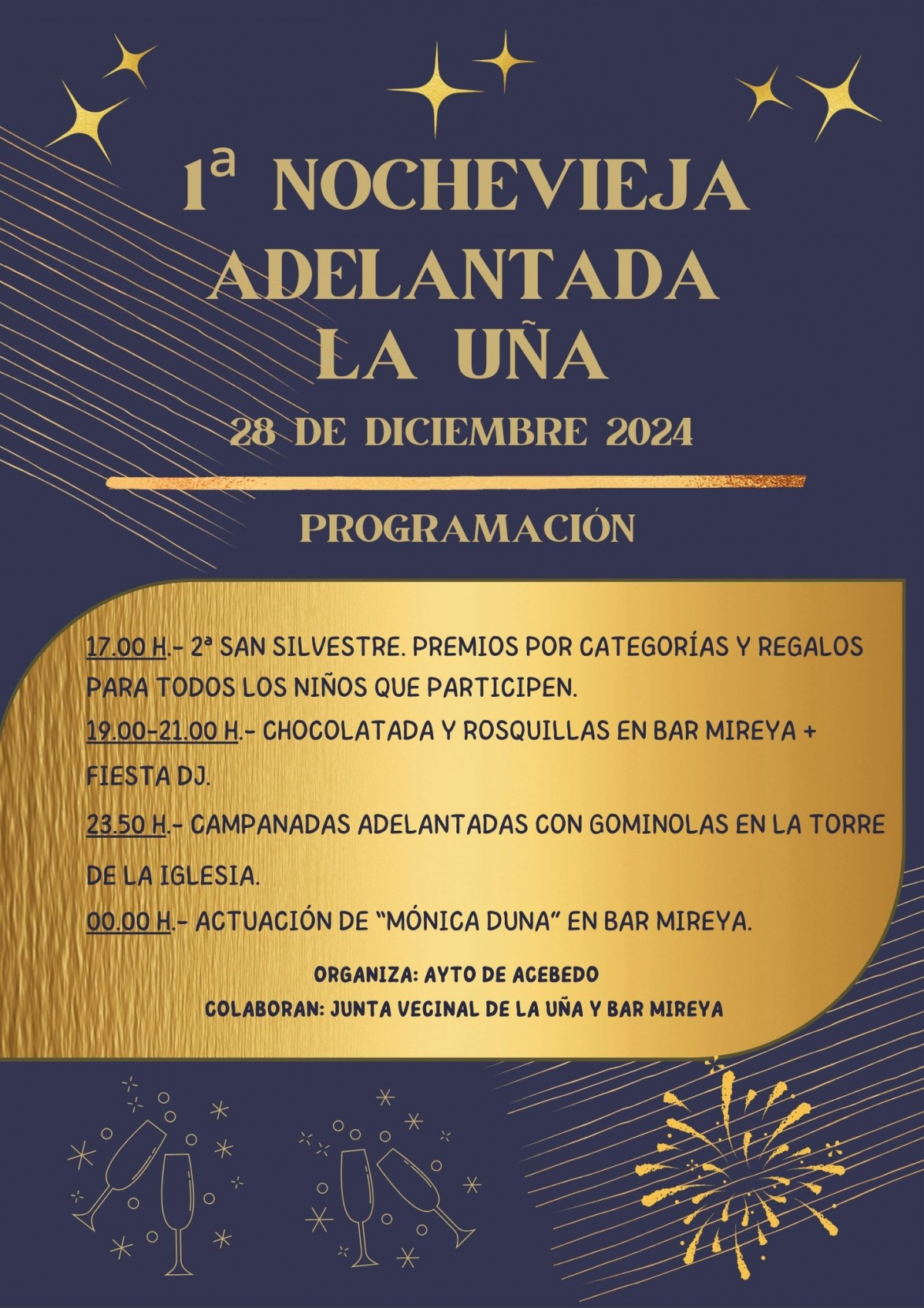 Cartel nochevieja anticipada la uu00f1a