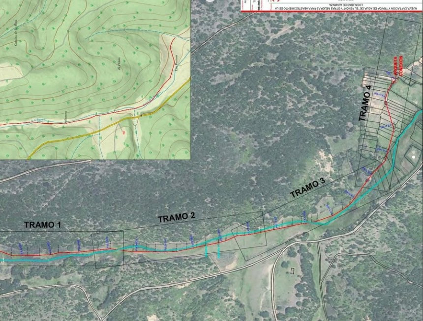 Plano obras abastecimiento de agua almanza