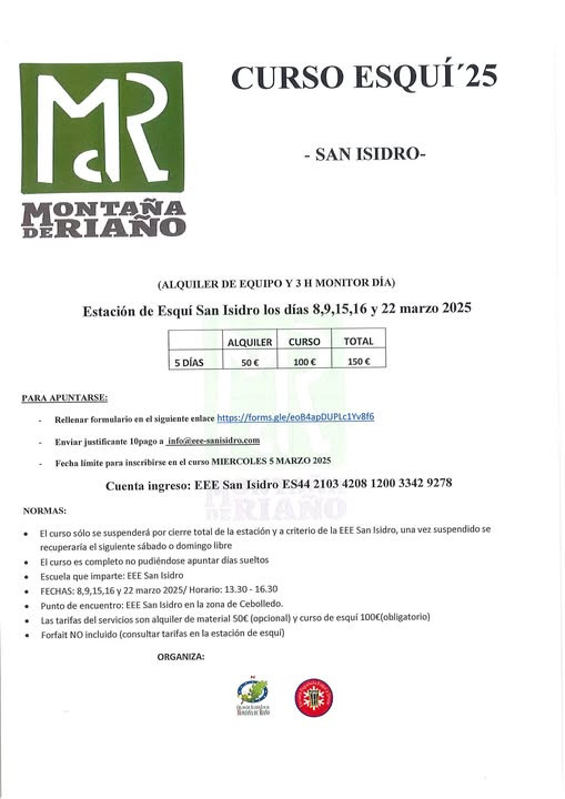 Curso esqui san isidro