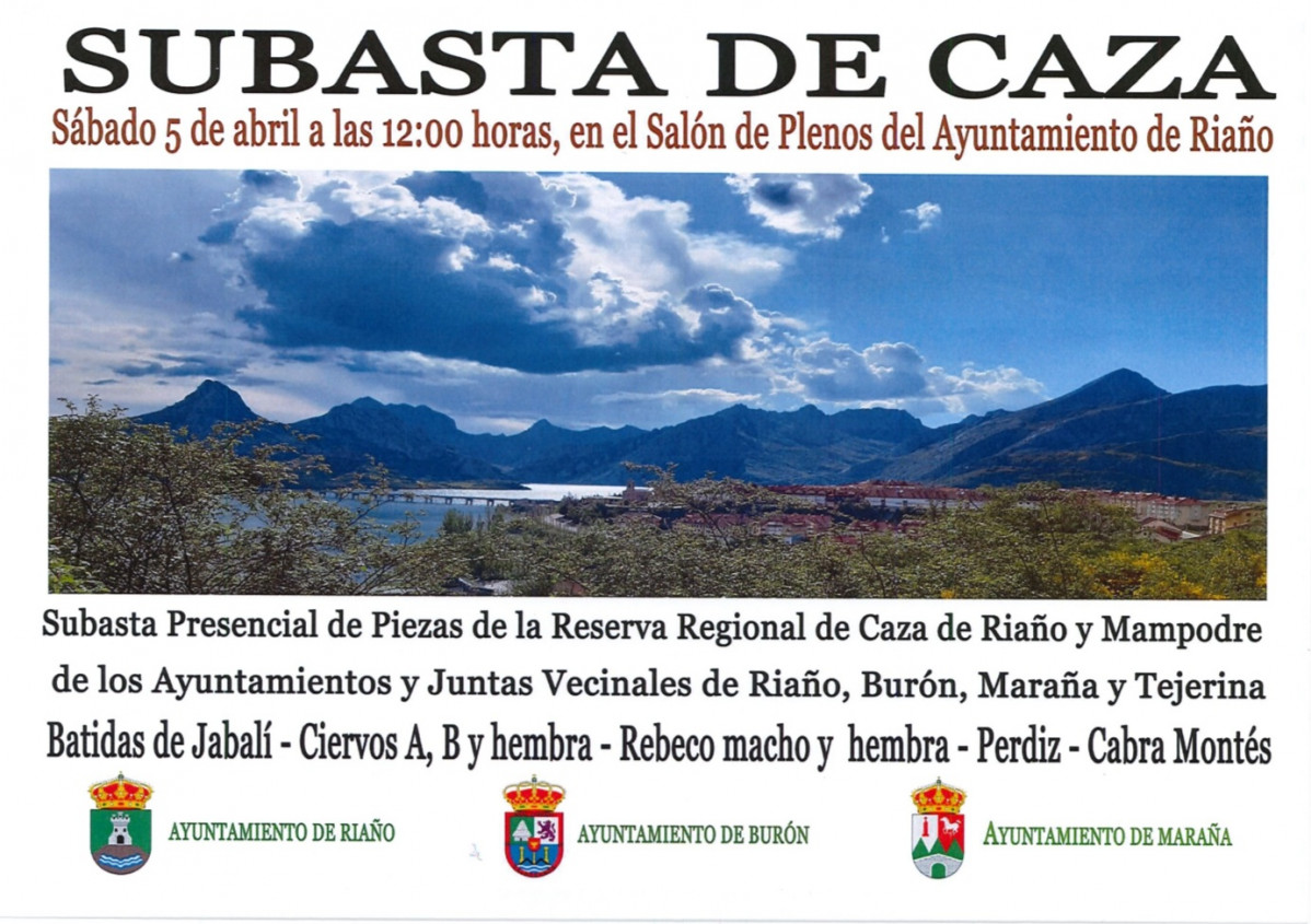 Cartel subasta de caza riau00f1o