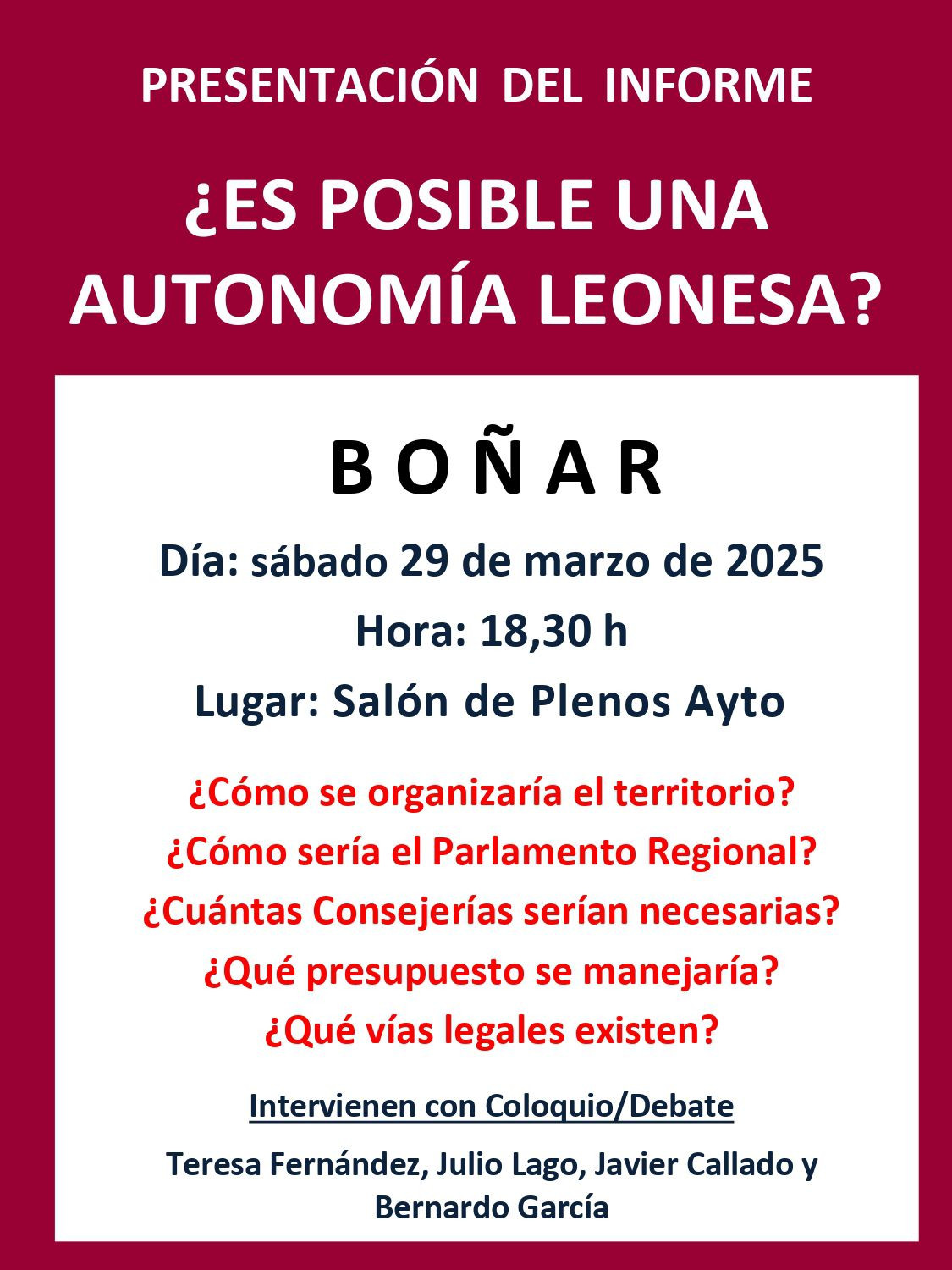 Cartel informe autonomia leonesa