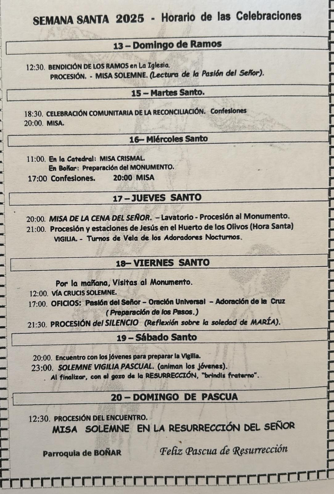 Programa semana santa 2025 bou00f1ar