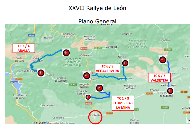 Mapa rallye de leon